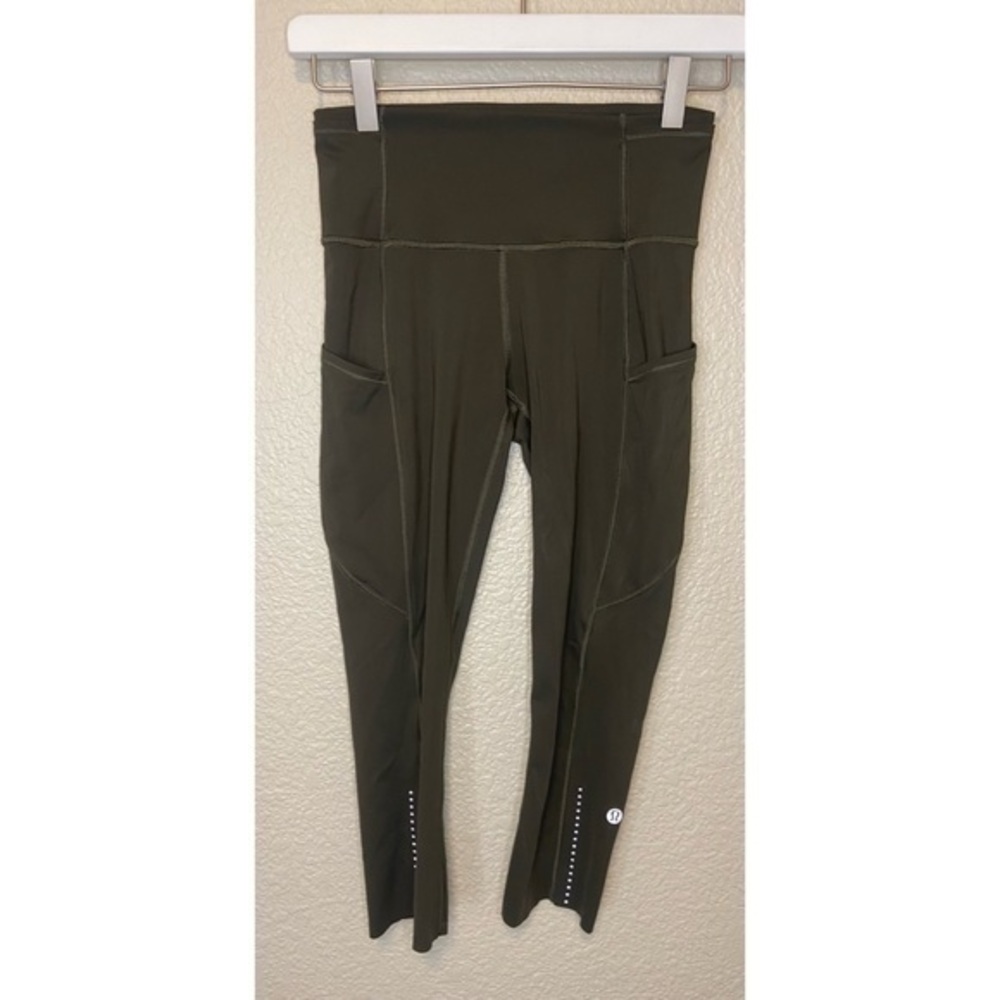 Lululemon Speed Up Crop Leggings Size 4 Olive Green